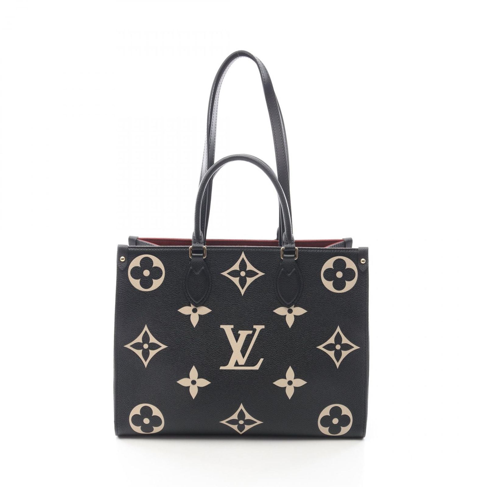Louis Vuitton Tote On The Go Black Beige Leather