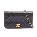 Chanel Shoulder Bag Mini Matelasse Fullflap Black Lambskin Chain