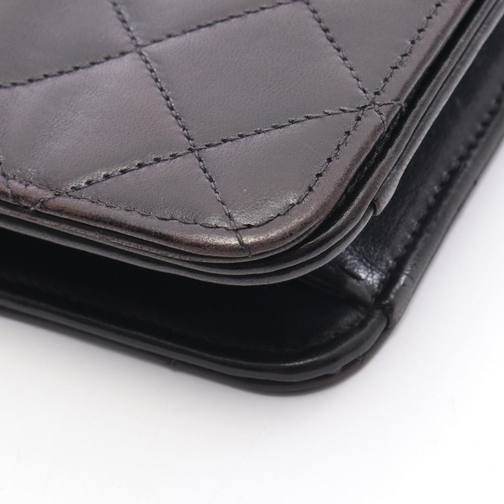 Chanel Shoulder Bag Mini Matelasse Fullflap Black Lambskin Chain — view 8