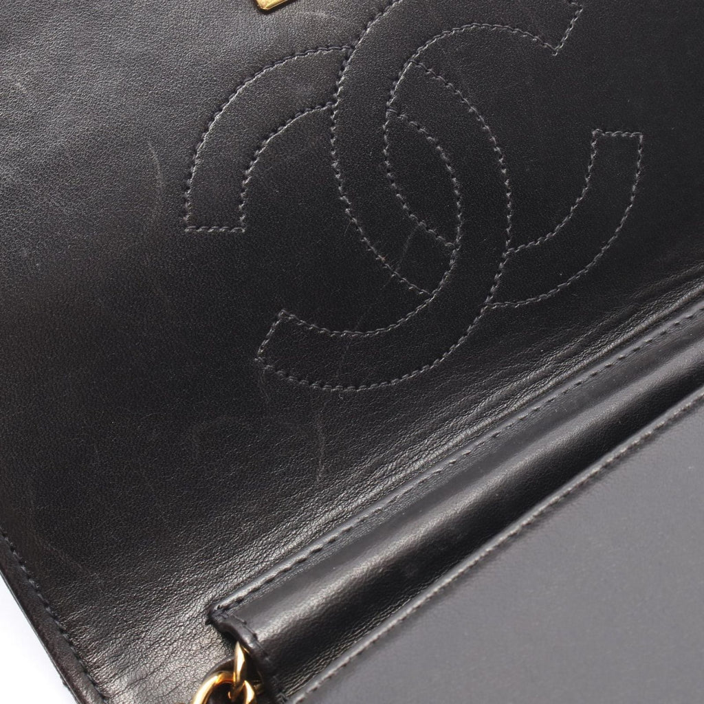 Chanel Shoulder Bag Mini Matelasse Fullflap Black Lambskin Chain — view 6