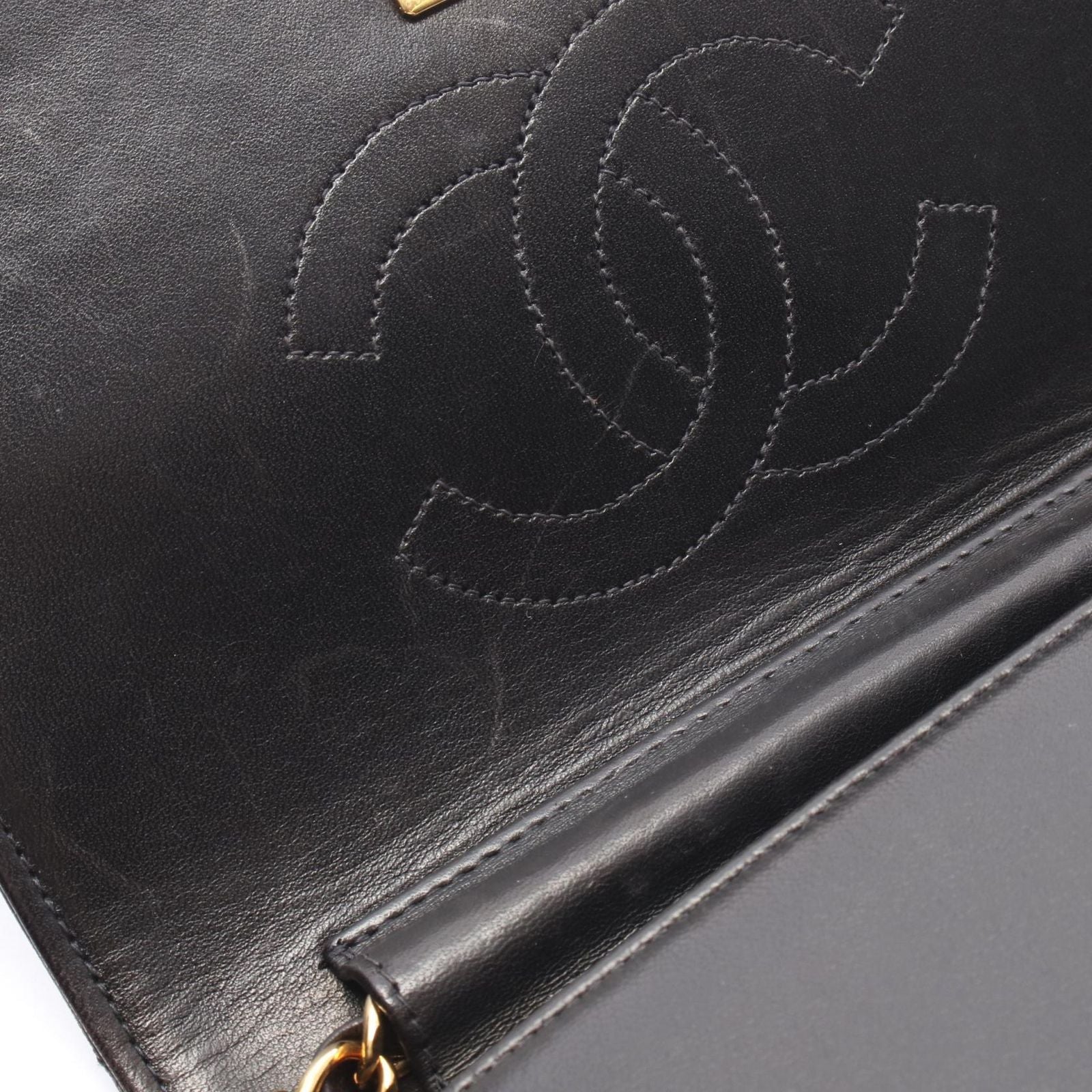 Chanel Shoulder Bag Mini Matelasse Fullflap Black Lambskin Chain — view 6