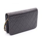 Chanel Shoulder Bag Mini Matelasse Fullflap Black Lambskin Chain — view 2