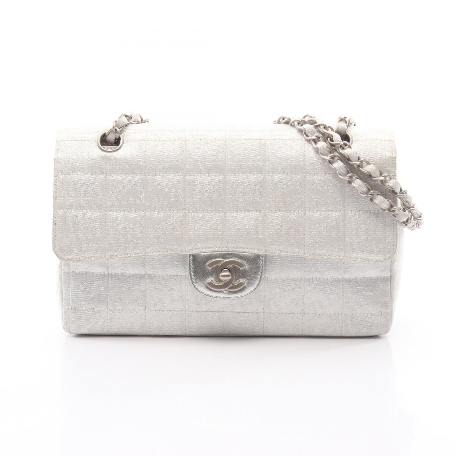 Chanel Shoulder Bag New Travelline Silver Leather New Chain