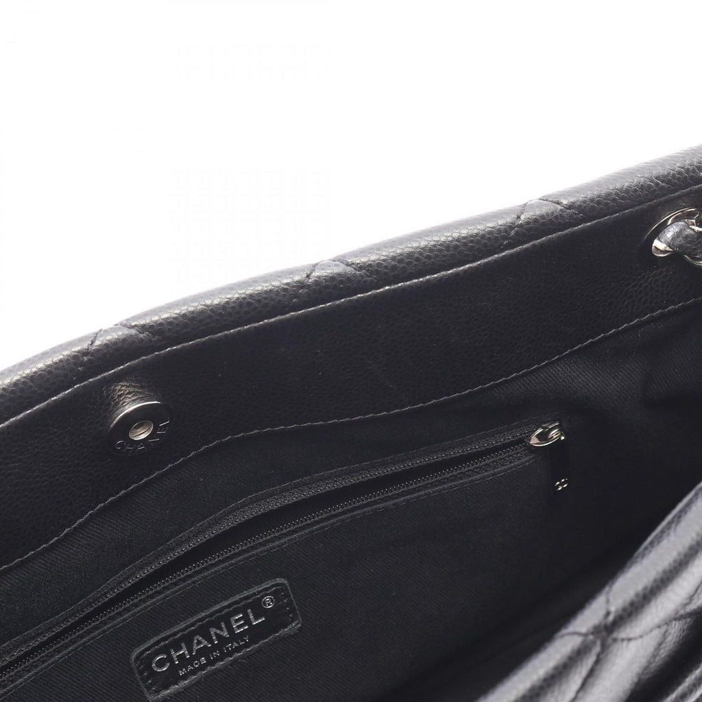 Chanel Tote Quilted Black Caviar Leather CC Logo Chain — view 6