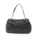 Chanel Tote Quilted Black Caviar Leather CC Logo Chain