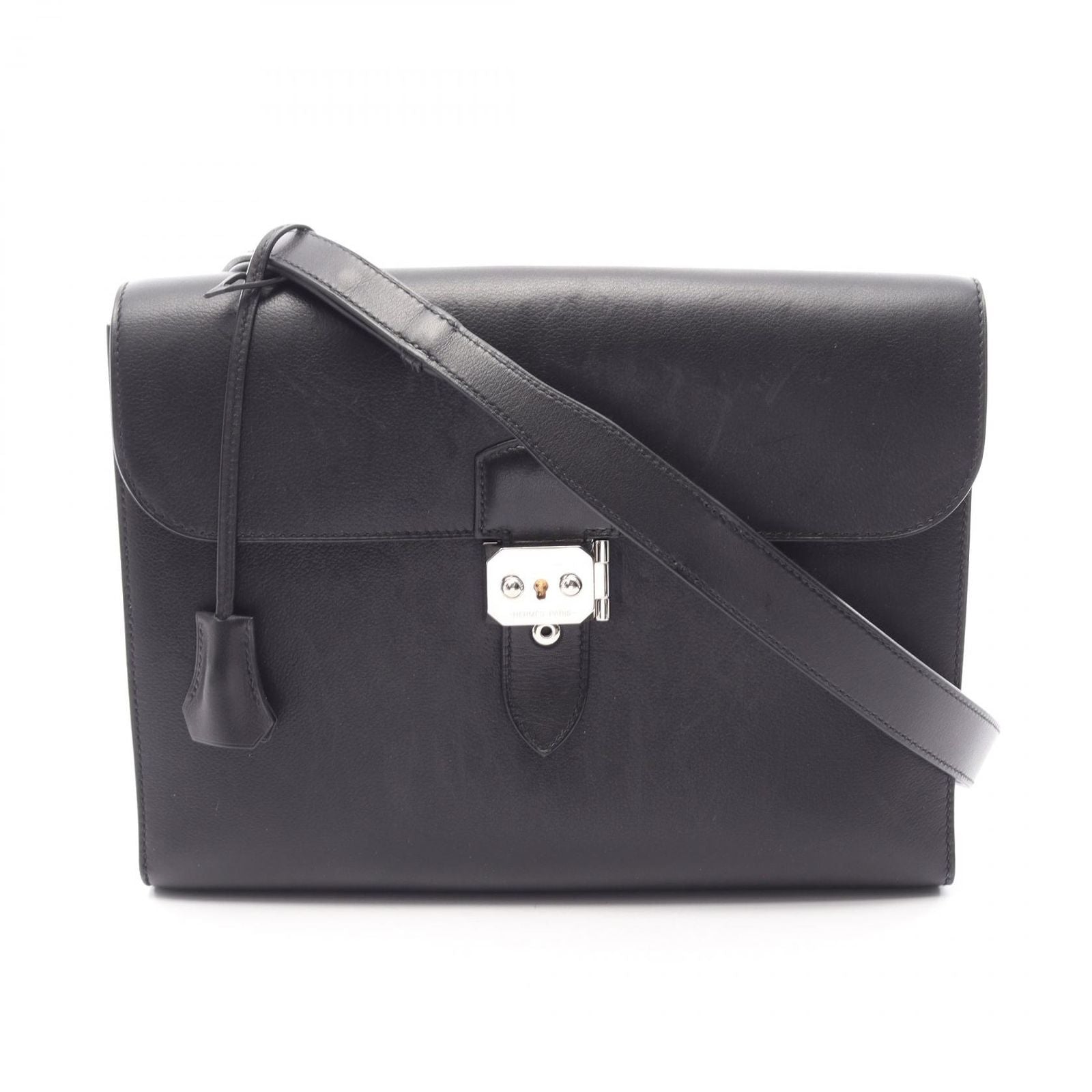 Hermes Shoulder Bag Sac a Depeches 29 Black Leather