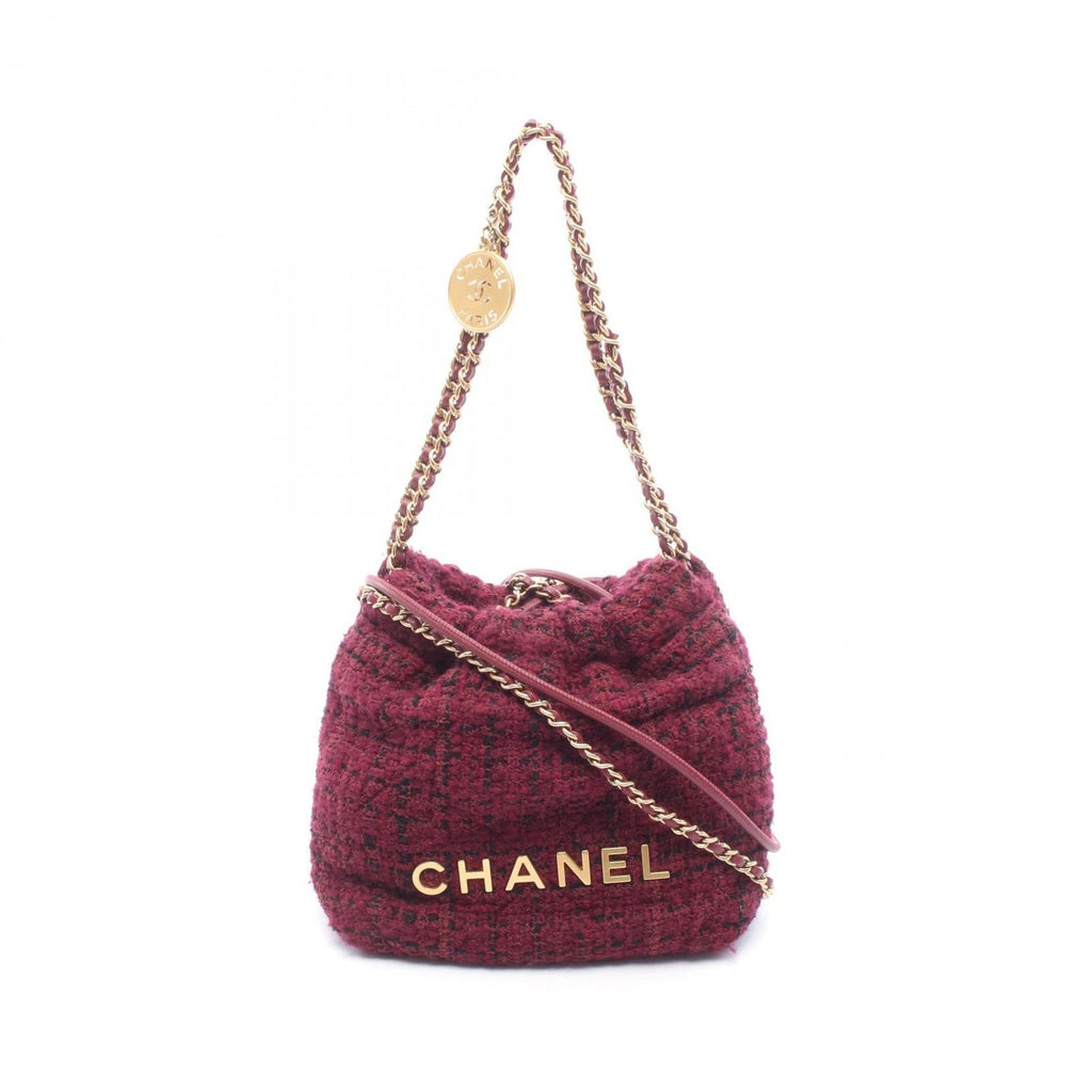 Chanel Shoulder Bag 22 Mini Winered Leather 22 Quilted Chain