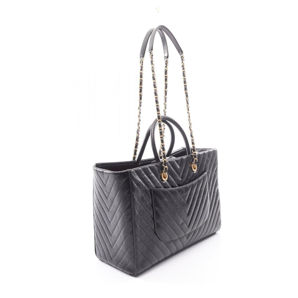 Chanel Tote Stitch 2-Way Black Leather Shawpingbag — view 2