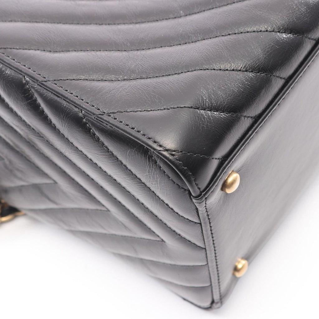 Chanel Tote Stitch 2-Way Black Leather Shawpingbag — view 6