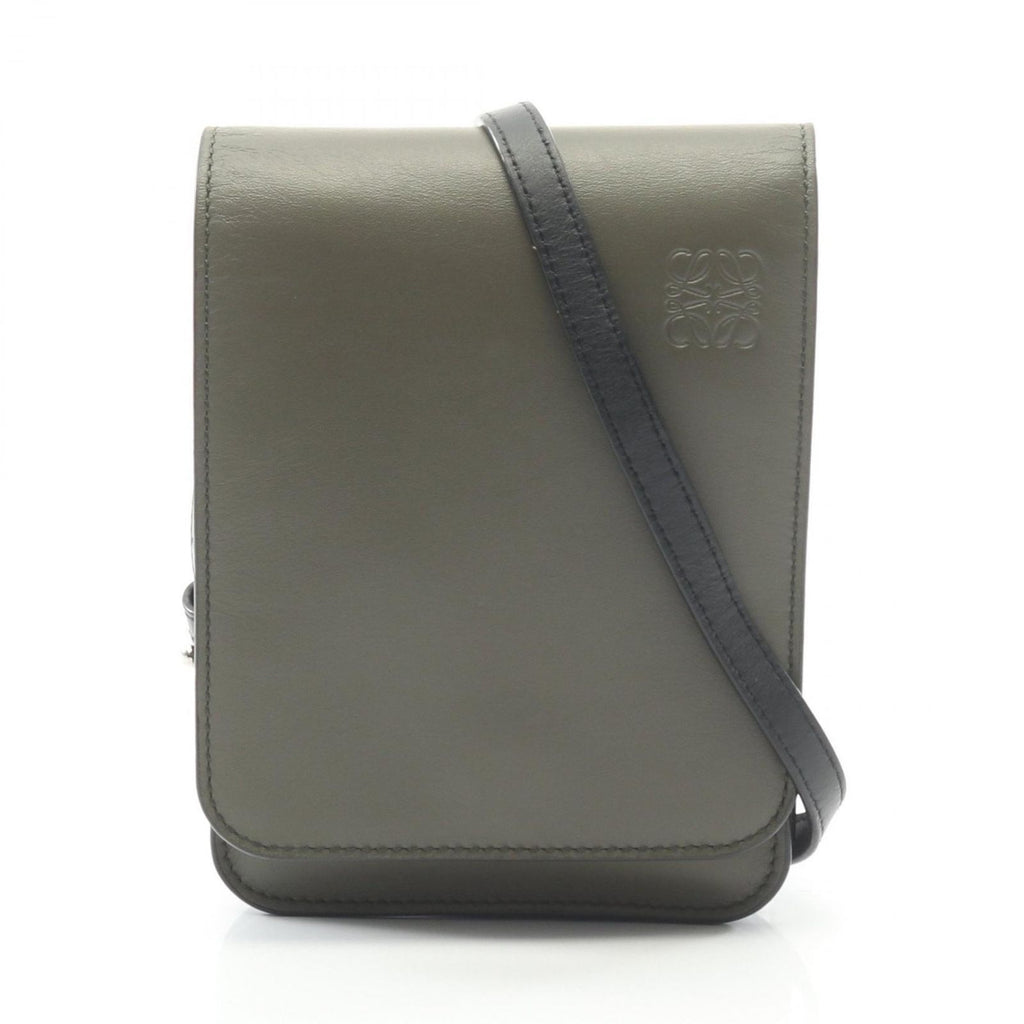 Loewe Shoulder Bag Gusset Flat Khaki Leather