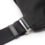 Prada Shoulder Bag Triangle Logo Black Nylon Saffiano Leather — view 9