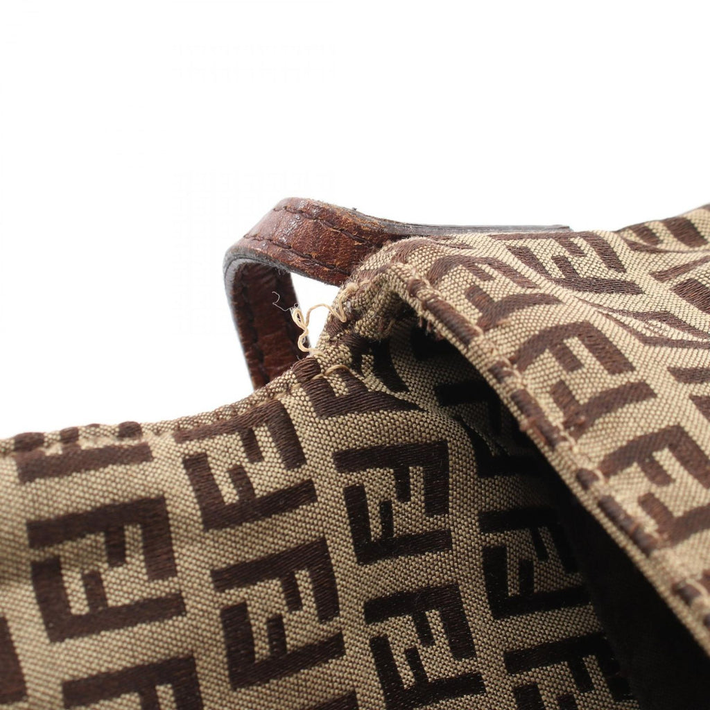 Fendi Shoulder Bag Zucchi Brown Canvas Leather — view 7
