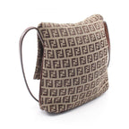 Fendi Shoulder Bag Zucchi Brown Canvas Leather — view 2