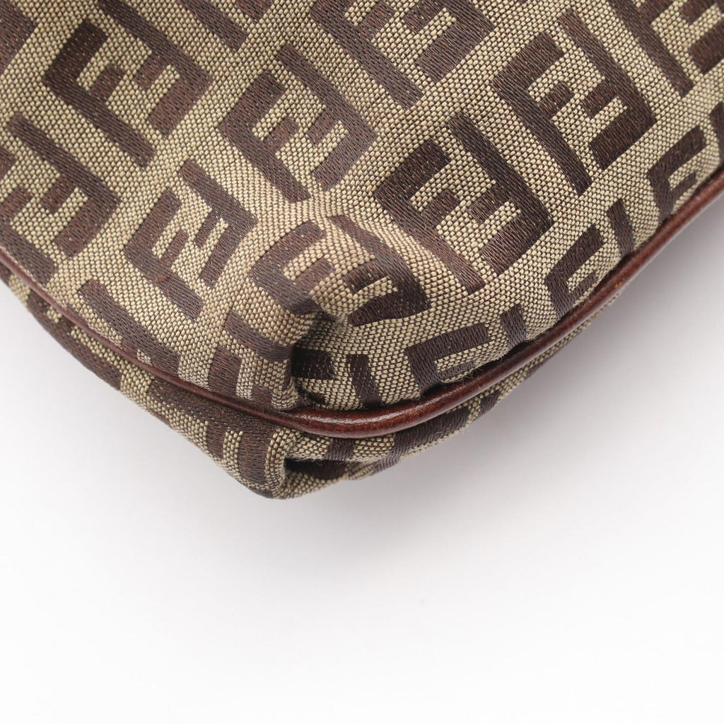 Fendi Shoulder Bag Zucchi Brown Canvas Leather — view 5