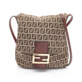 Fendi Shoulder Bag Zucchi Brown Canvas Leather