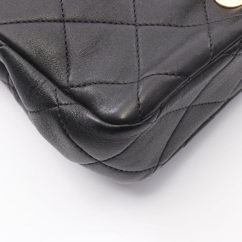 Chanel Shoulder Bag Mini Matelasse Top Handle 2-Way Black Lambskin Quilted — view 7