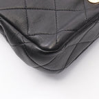 Chanel Shoulder Bag Mini Matelasse Top Handle 2-Way Black Lambskin Quilted — view 7