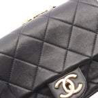 Chanel Shoulder Bag Mini Matelasse Top Handle 2-Way Black Lambskin Quilted — view 9