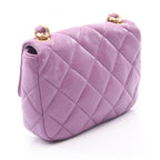 Chanel Shoulder Bag Mini Matelasse Combinationhardware Purple Lambskin Chain — view 2