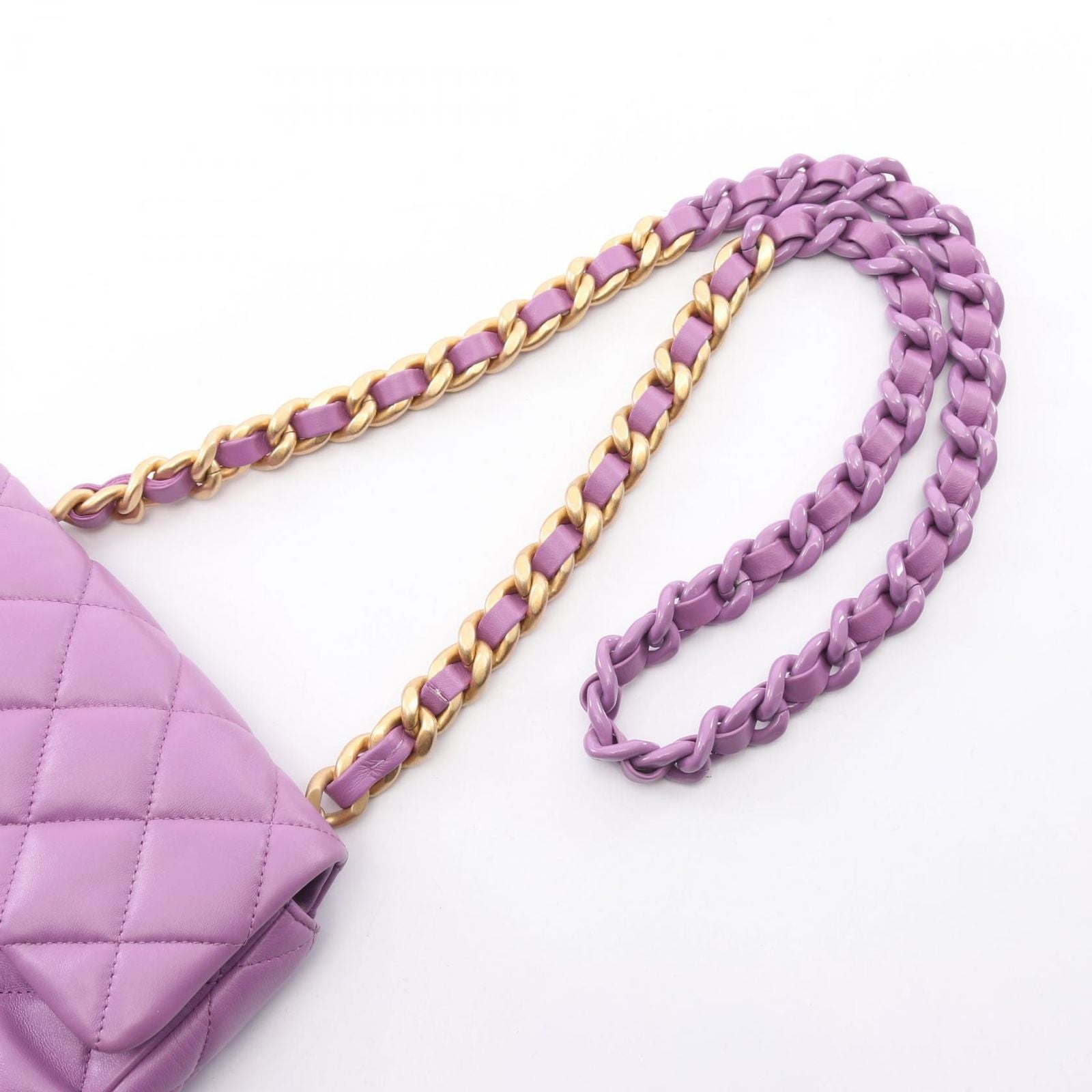Chanel Shoulder Bag Mini Matelasse Combinationhardware Purple Lambskin Chain — view 8