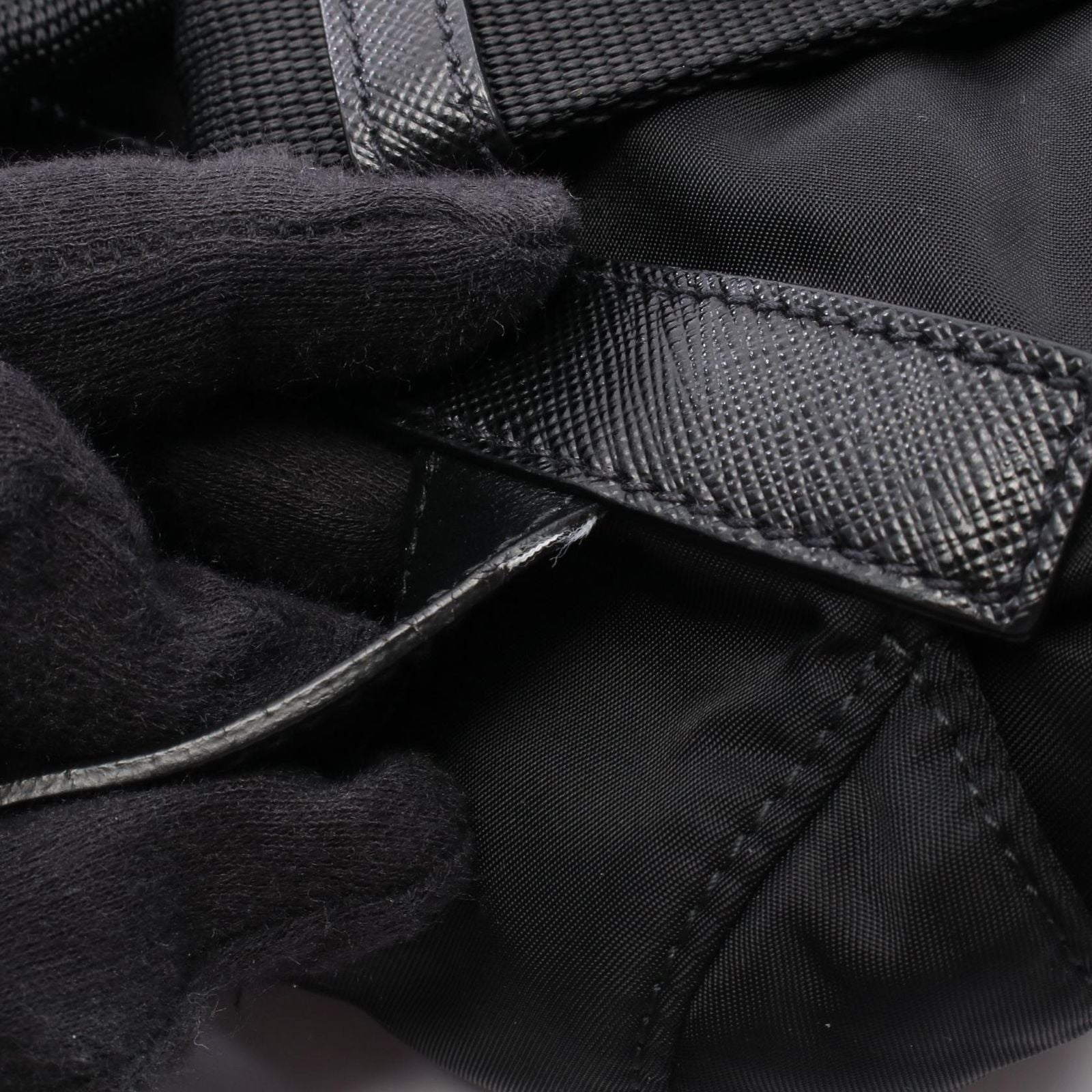 Prada Backpack Back Re-Nylon 2-Way Black Nylon Leather Triangle Logo Backpack — view 7