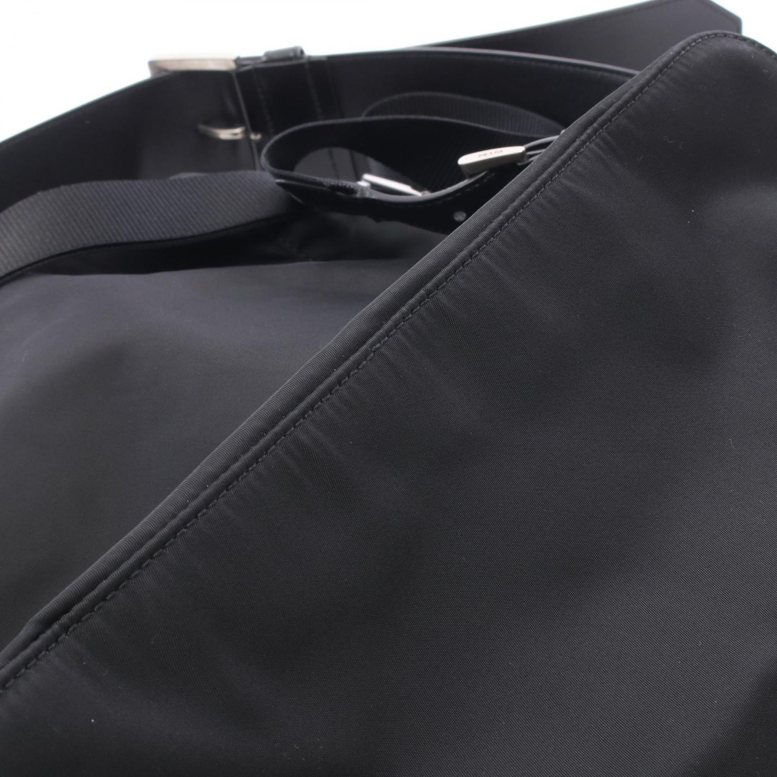 Prada Backpack Back Re-Nylon 2-Way Black Nylon Leather Triangle Logo Backpack — view 6