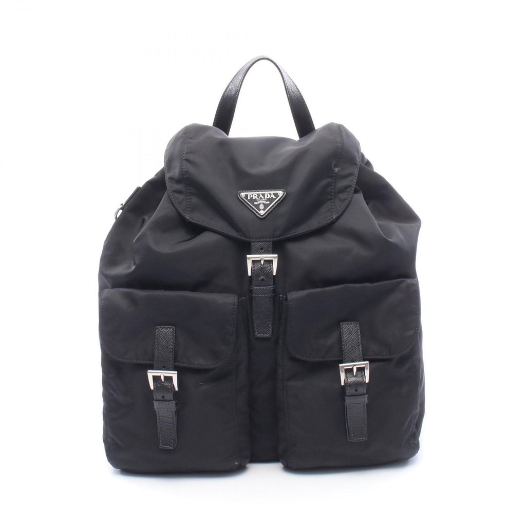 Prada Backpack Back Re-Nylon 2-Way Black Nylon Leather Triangle Logo Backpack