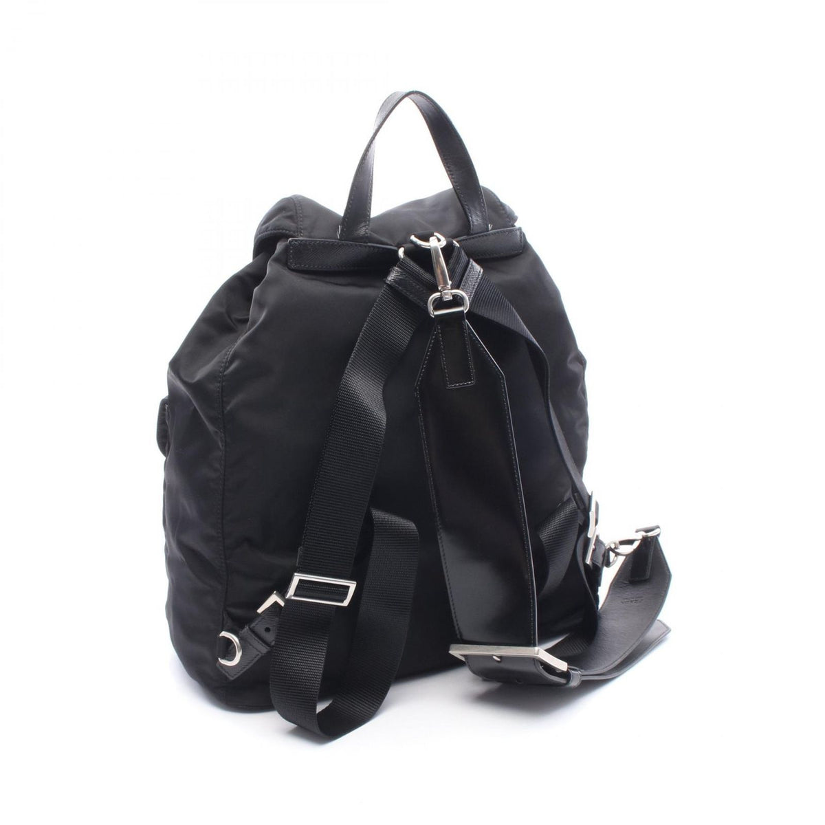 Prada Backpack Back Re-Nylon 2-Way Black Nylon Leather Triangle Logo Backpack — view 2