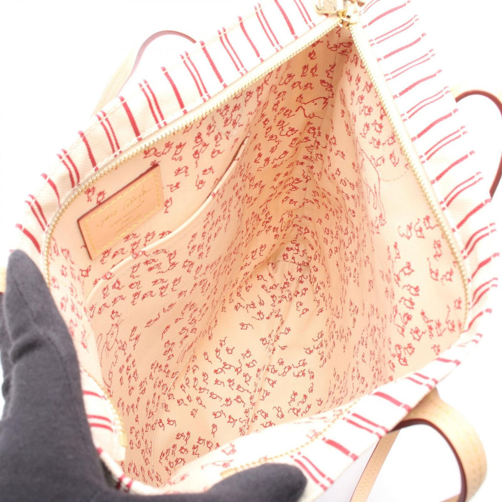 Louis Vuitton Tote Carry It Beige Plum Canvas Leather — view 3