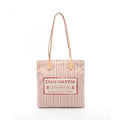 Louis Vuitton Tote Carry It Beige Plum Canvas Leather