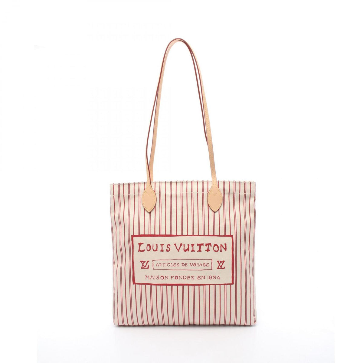 Louis Vuitton Tote Carry It Beige Plum Canvas Leather