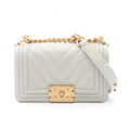 Chanel Shoulder Bag Light Blue Caviar Leather Chain