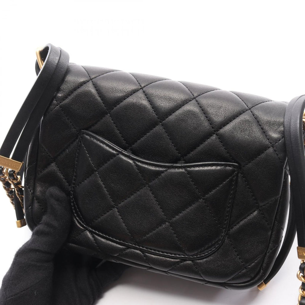 Chanel Shoulder Bag Quilted Black Leather Flap — view 8