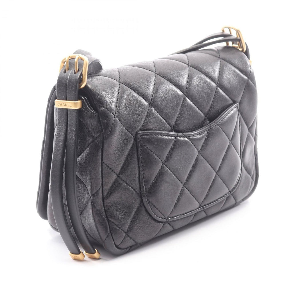 Chanel Shoulder Bag Quilted Black Leather Flap — view 2