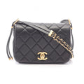 Chanel Shoulder Bag Quilted Black Leather Flap