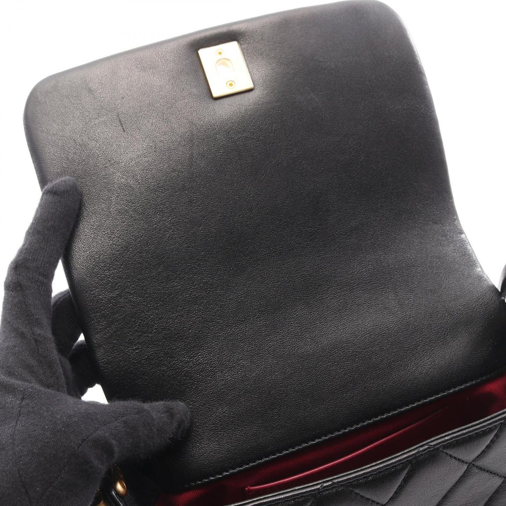 Chanel Shoulder Bag Quilted Black Leather Flap — view 6