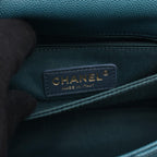Chanel Handbag Herehandle Flap Quilted 2-Way Blue Green Caviar Leather Exoticcle — view 4