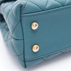 Chanel Handbag Herehandle Flap Quilted 2-Way Blue Green Caviar Leather Exoticcle — view 8