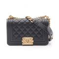 Chanel Shoulder Bag Black Caviar Leather Chain