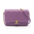 Chanel Shoulder Bag Quilted Flap Purple Caviar Leather Chain