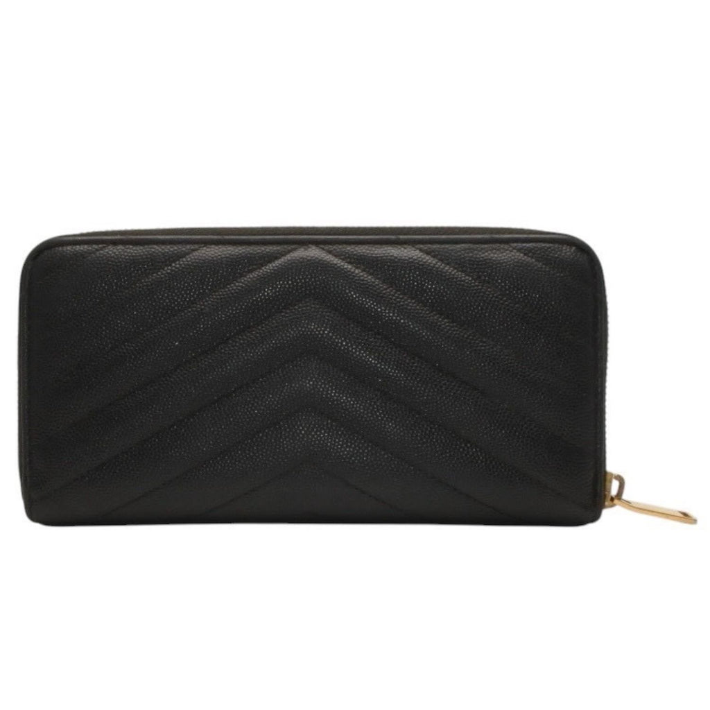 Saint Laurent Wallet Black V-shaped Quilted Gold — view 2