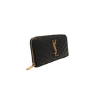 Saint Laurent Wallet Black V-shaped Quilted Gold — view 3