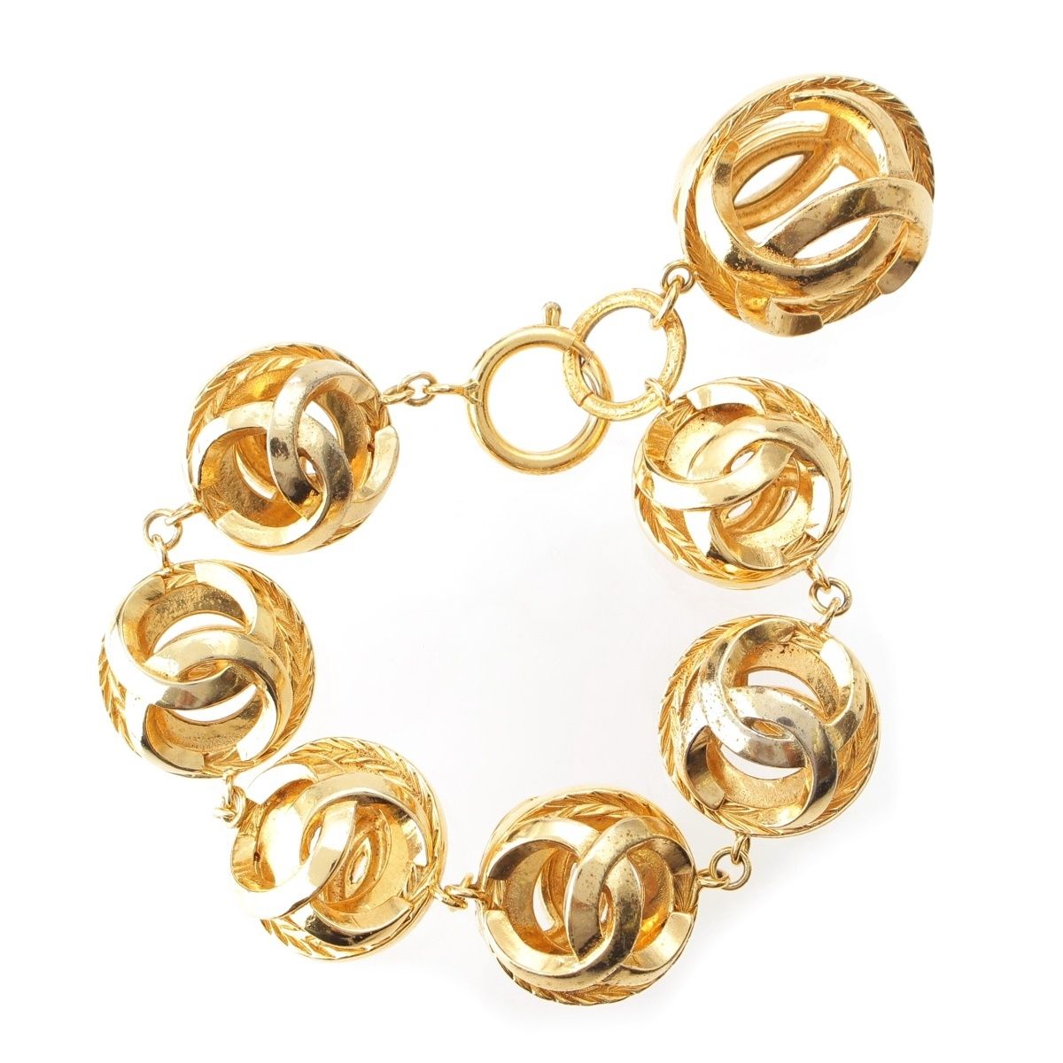 Chanel CC Logo Ball Bracelet Gold Plated