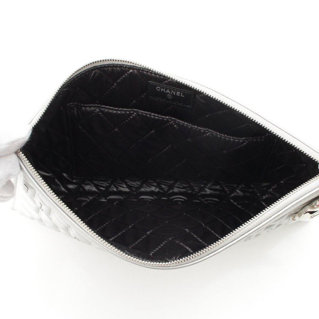 Chanel Cambon Keyboard Robot Charm Clutch Silver — view 6