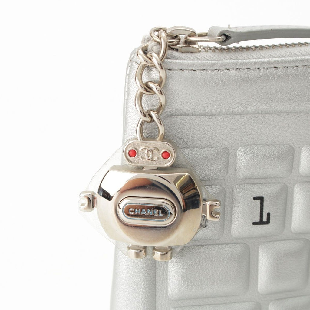 Chanel Cambon Keyboard Robot Charm Clutch Silver — view 8