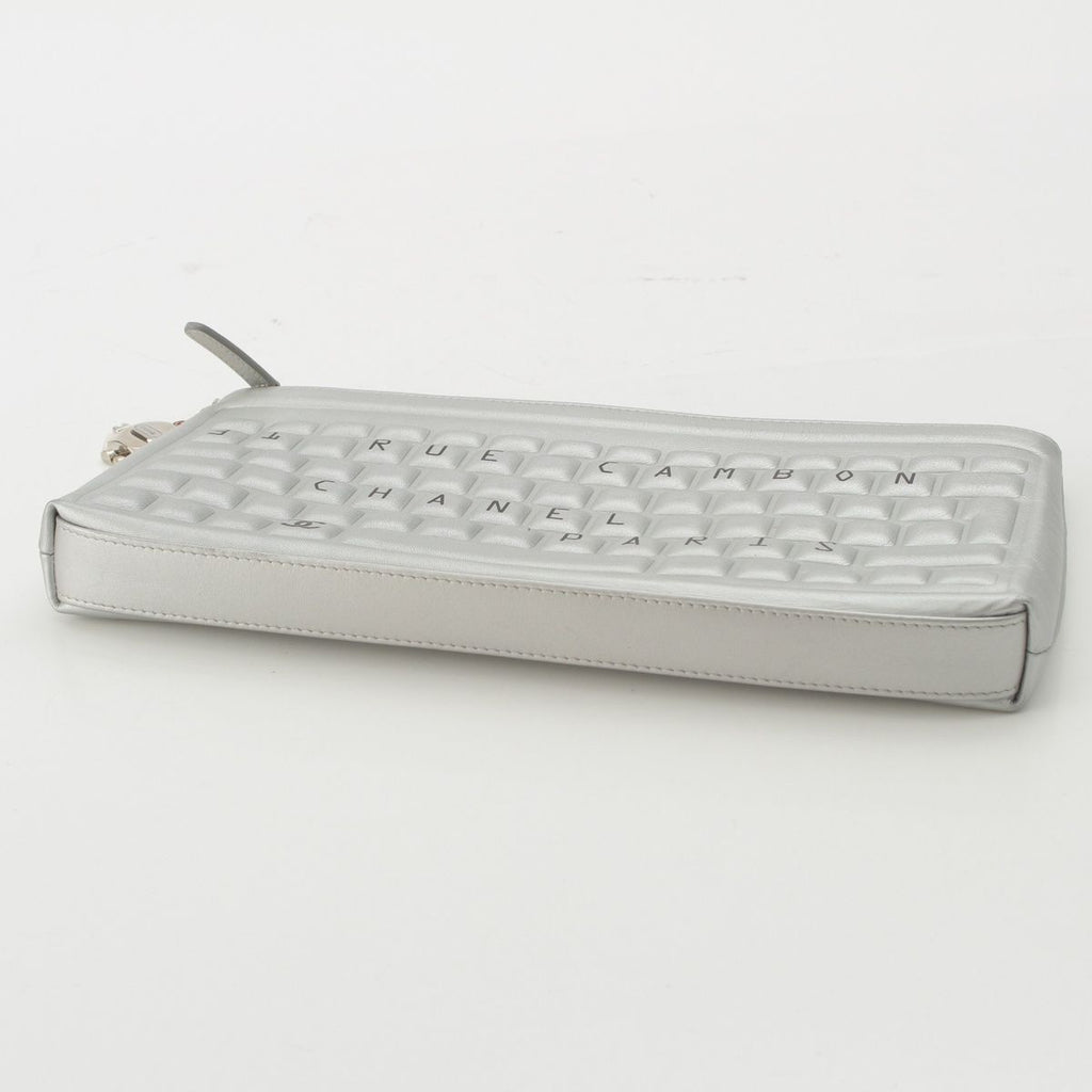 Chanel Cambon Keyboard Robot Charm Clutch Silver — view 5