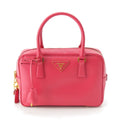Prada Saffiano Luxe Leather Triangle Logo Mini Boston Handbag Pink
