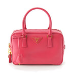 Prada Saffiano Luxe Leather Triangle Logo Mini Boston Handbag Pink