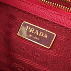 Prada Saffiano Luxe Leather Triangle Logo Mini Boston Handbag Pink — view 7