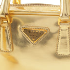 Prada Leather Triangle Logo Mini 2-Way Chain Shoulder Bag Gold — view 8